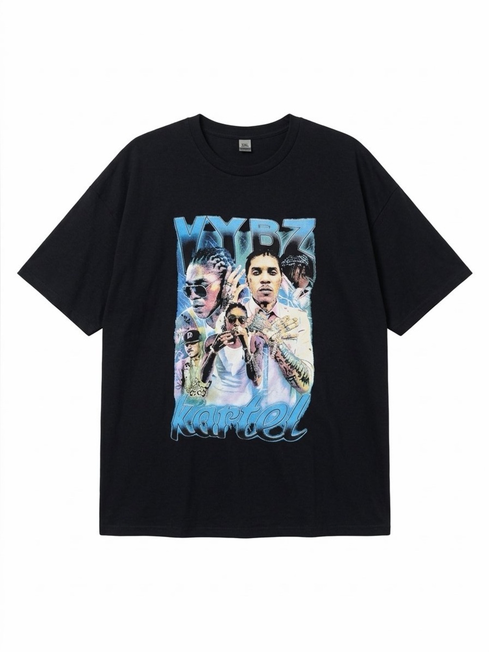Vybz Kartel Graphic Tee - Black 3XL Streetwear T-Shirt